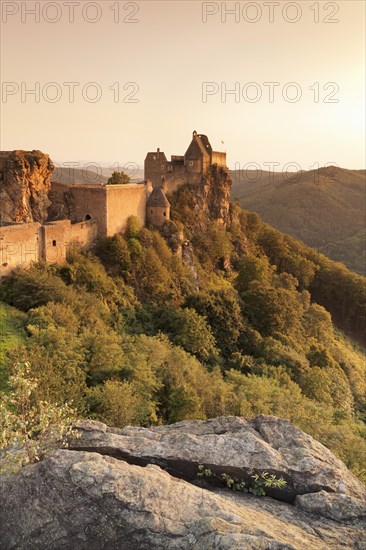 Ruin of Aggstein Castle in the evening light