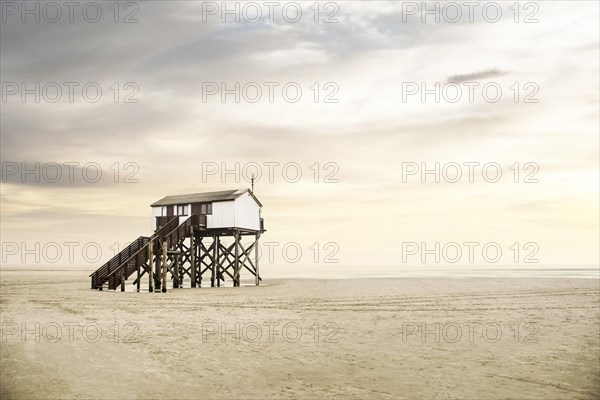 Pile dwelling on the beach of Sankt Peter-Ording