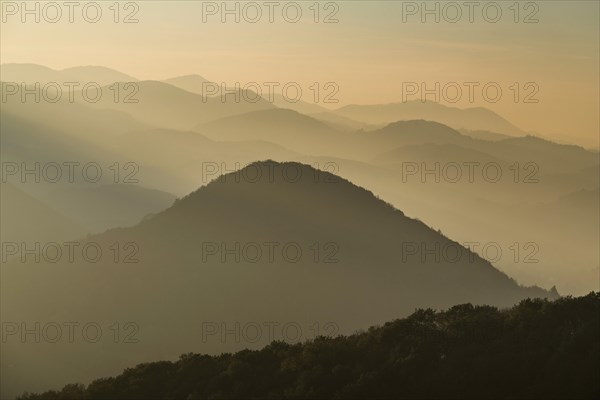 Hilly landscape in the haze