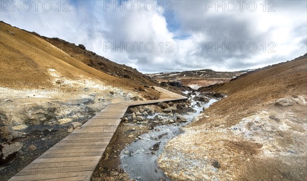 Boardwalk over steaming ground