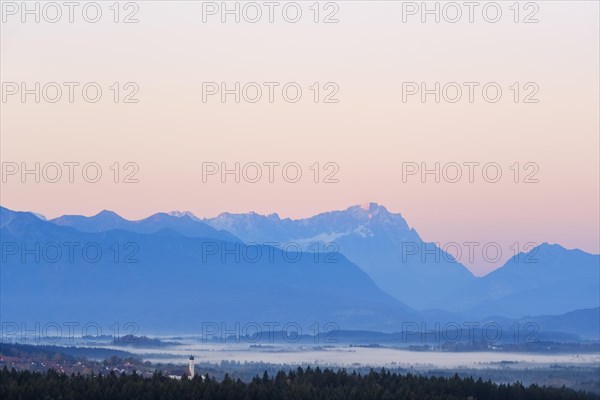 Konigsdorf and Zugspitze with dawn