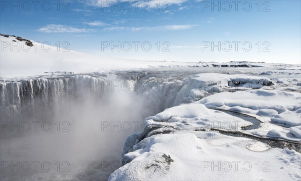 Hafragilsfoss Waterfall in winter