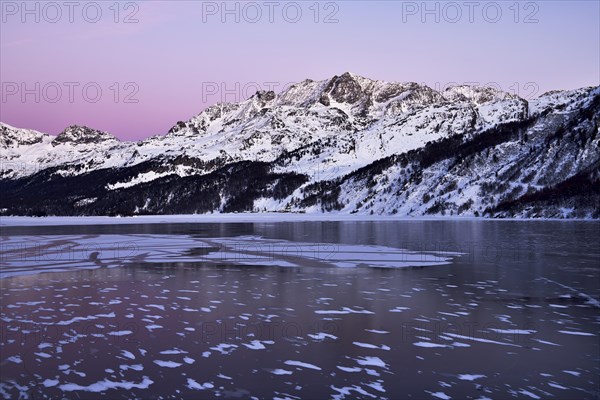 Frozen Lake Silsersee in winter
