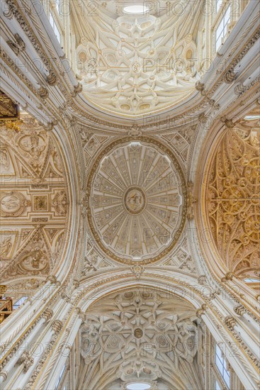 Vaulted ceiling decorated with stucco and gold