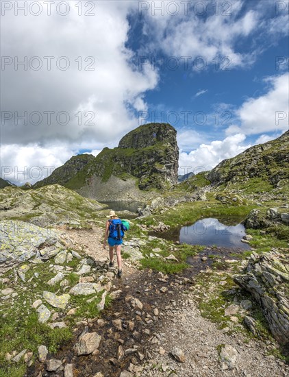 Hiker at a small lake
