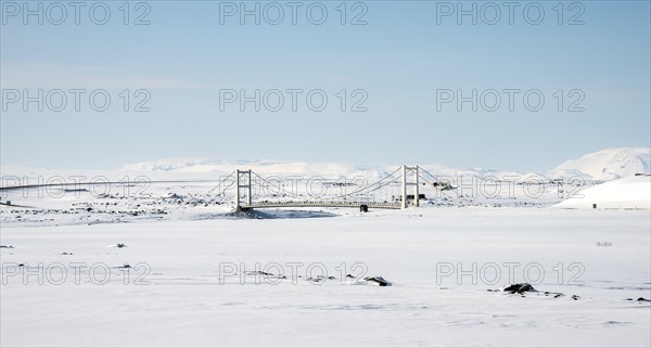 Bridge over the river Jokulsa a Fjollum in the snow
