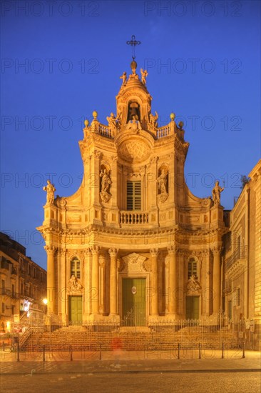 Baroque Basilica della Collegiata at dusk