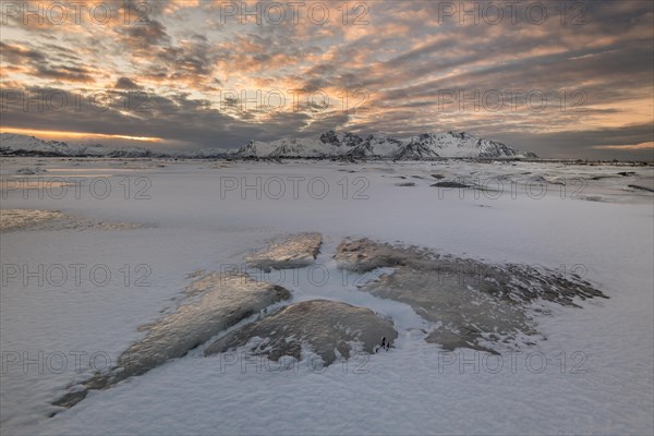 Evening at frozen fjord