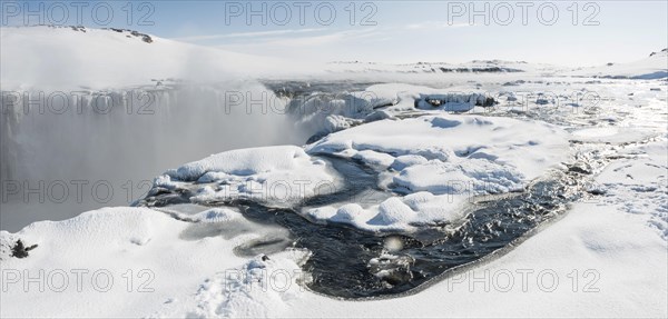 Hafragilsfoss Waterfall in winter