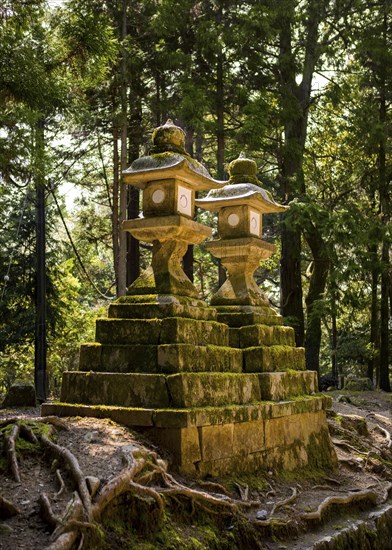 Huge stone lanterns in Nara Park