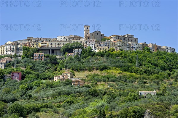 View of the old town on a green hill