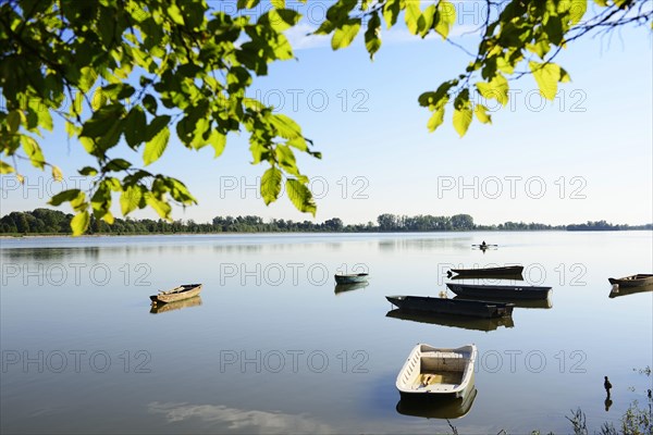 Boats on river Isar at Loiching