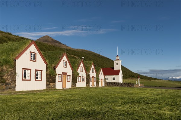 Old icelandic turf houses Laufas