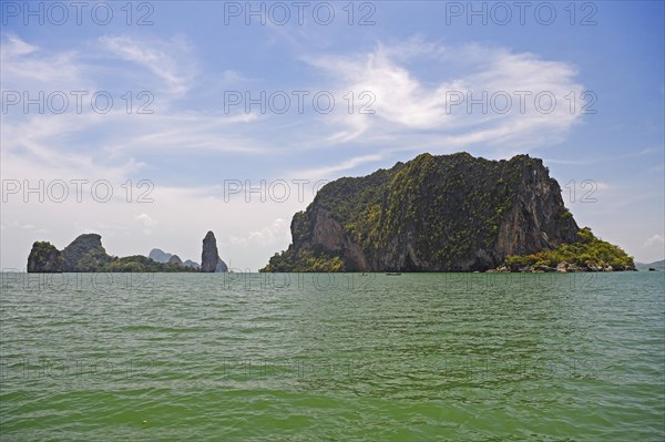 Overgrown limestone rocks in Phang Nga Bay