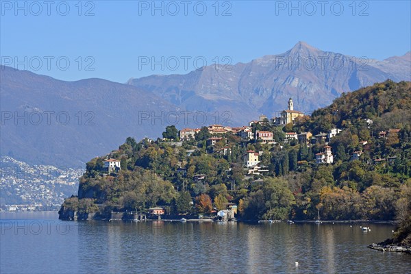 The town Pino sulla Sponda del Lago Maggiore and peak Pizzo di Vogorno
