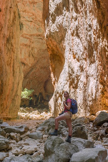 Female hiker in a gorge