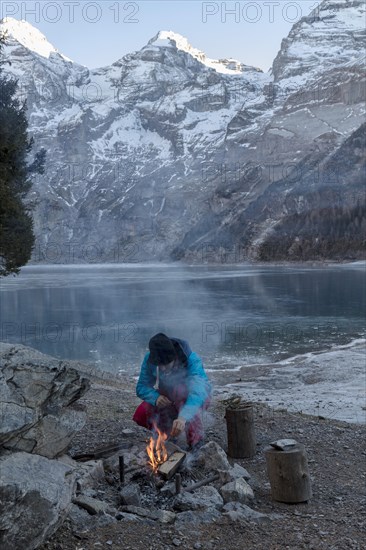 Campfire on Lake Oeschinen