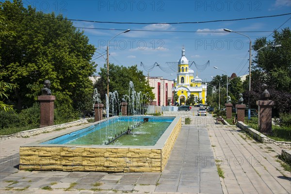 Pedestrian zone before the Russian Orthodox Churchin the center