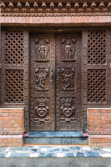 Carved wooden door