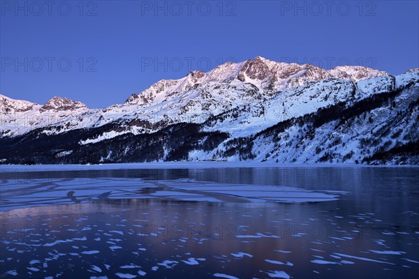 Frozen Lake Silsersee in winter