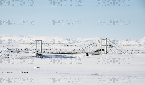 Bridge over the river Jokulsa a Fjollum in the snow