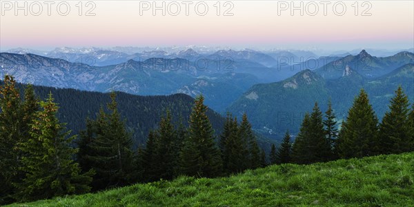 View from the Setzberg at Lake Tegernsee to the Mangfall