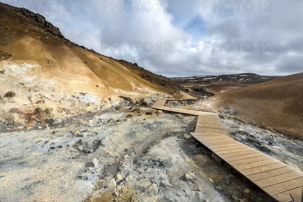 Boardwalk over steaming ground