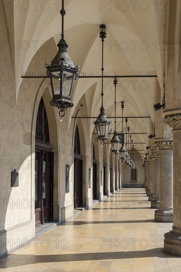 Lamps at arcades of Cloth Hall