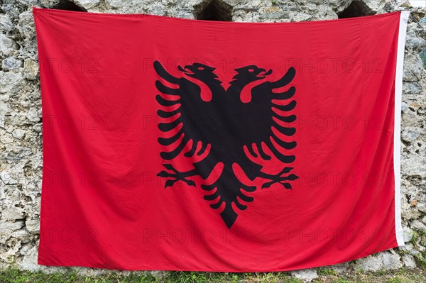 Albanian flag with double-headed eagle