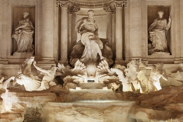 Sea god Oceanus with statues of abundance and healing power
