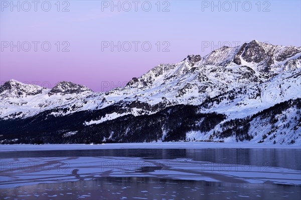 Frozen Lake Silsersee in winter