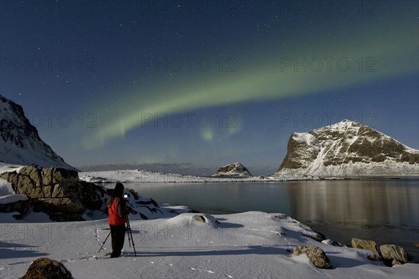 Photographer taking pictures of Polar lights