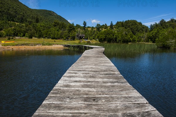 Wooden boat pier on Lago Tinquilco in the Huerquehue