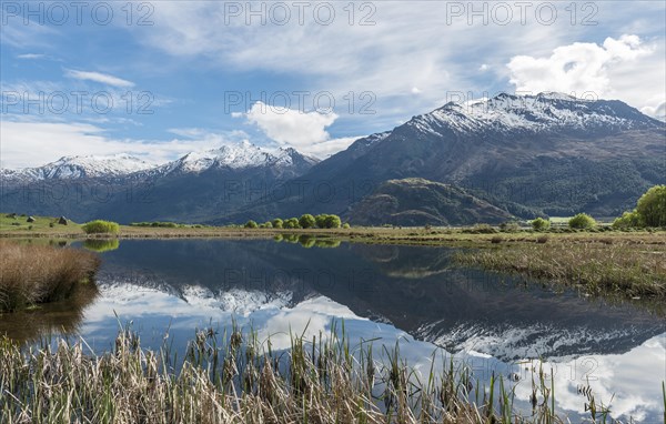 Mountain range reflected in a lake
