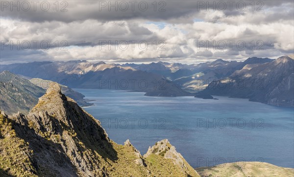 Lake Hawea and mountain panorama