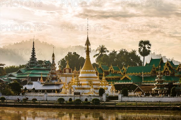 Wat Chong Kham Buddhist temple on the lake