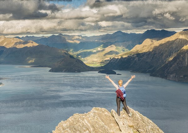 Female hiker on a rock