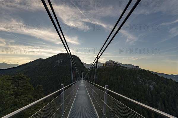 Suspension bridge Highline 179 with Tannheimer Bergen in the background