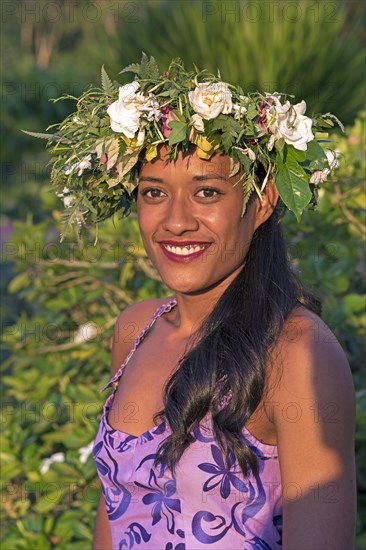 Young woman with flower wreath