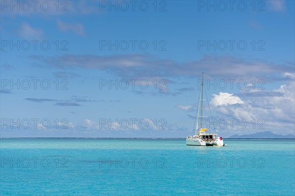Yacht in lagoon