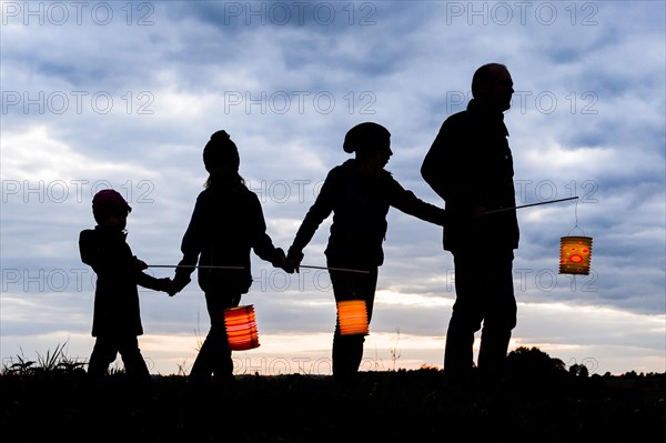 Lampion parade at dusk at Saint Martin