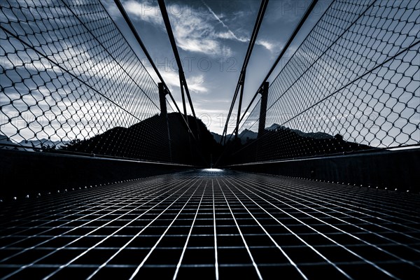 Suspension bridge Highline 179 with Tannheimer Bergen in the background