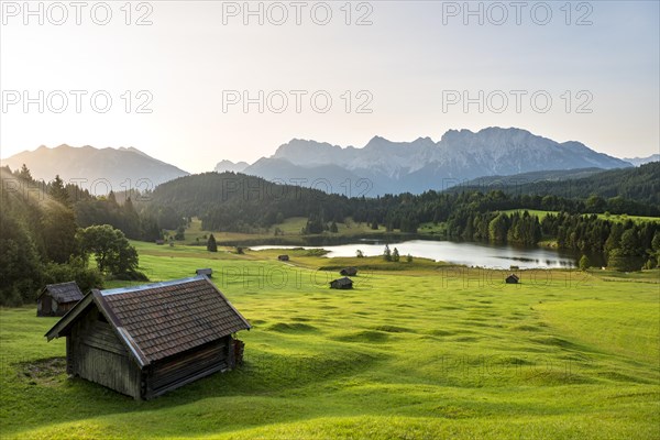 Meadow with small huts