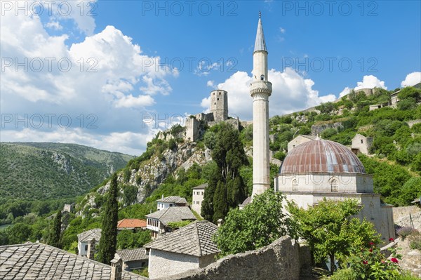Medieval citadel ruins and 14th century Hajji Alija Mosque