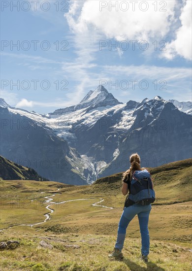 Hiker looks into the distance