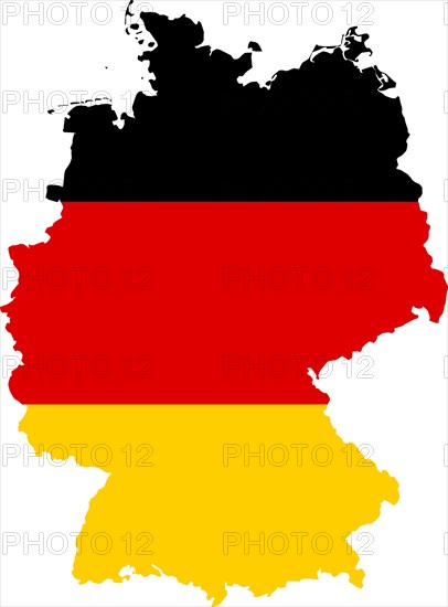 Map of Germany with the colours of the German flag