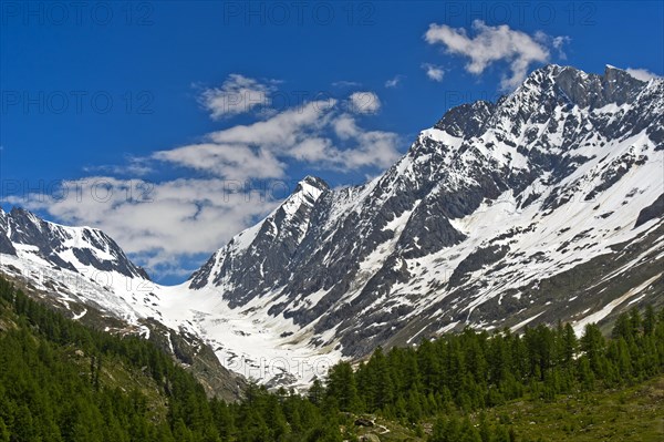 View to the Lotschenlucke mountain pass with Langgletscher glacier