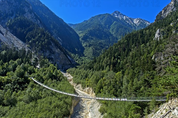 Traditional Bhutanese hanging walkway