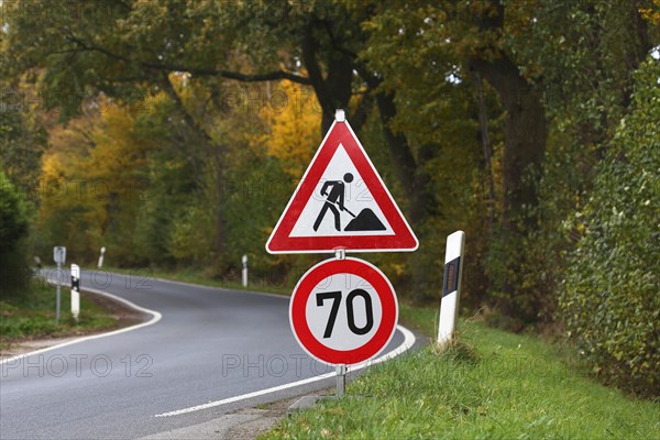 Road sign on curve