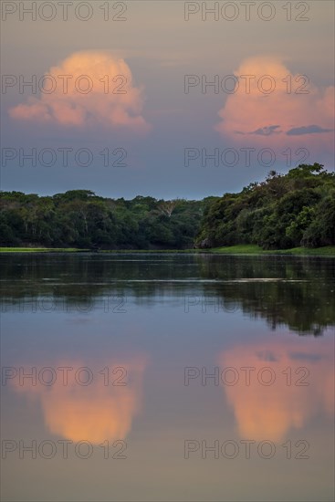 Landscape with clouds over the Rio Negro in the southern Pantanal